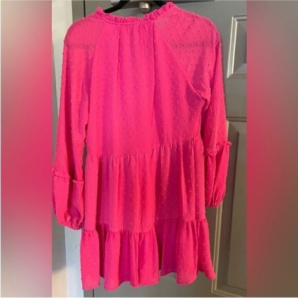 CeCe NWT Clip Dot Ruffle Long Sleeve Shift Dress in
Bright Rose XS - Picture 5 of 6
